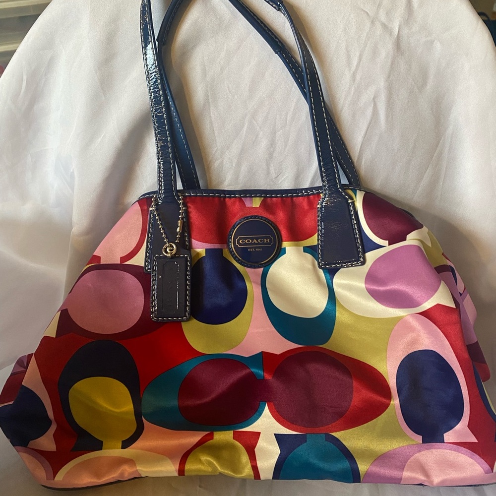 Coach Purse - Navy Red Olive Pink Purple White